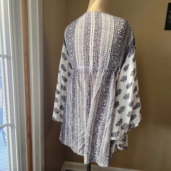 Angie Black & White Paisley Print Mini Kaftan Dress - Size S - Picture 5 of 8